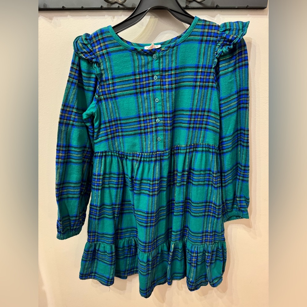 Cat & Jack Girls Plaid Dress XL with matching hair headband
